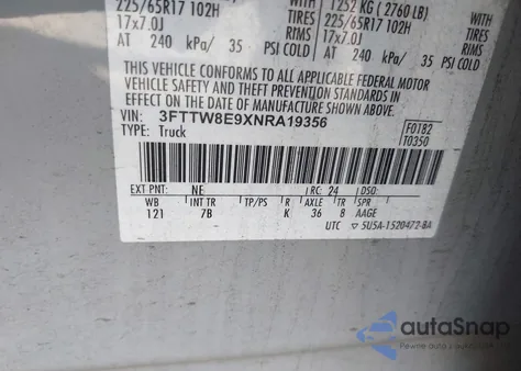 2022 Ford Maverick Xlt z USA, uszkodzony, nr VIN 3FTTW8E9XNRA19356